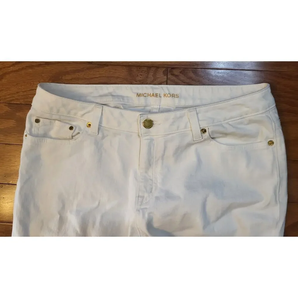 Michael Kors Womens Selma Flare Jeans Pants White Wide Leg Size 10